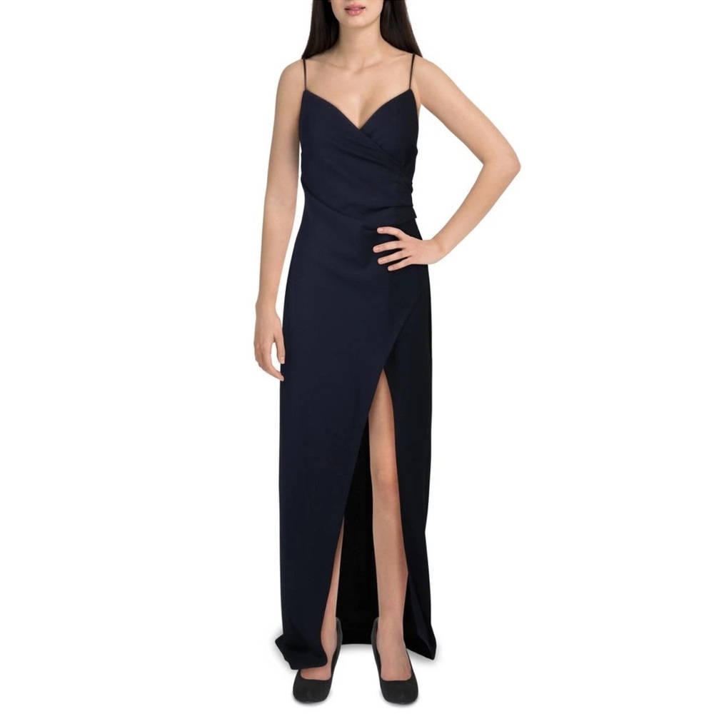 Honey And Rosie Womens Faux Wrap Slit Dress - Navy, XXL